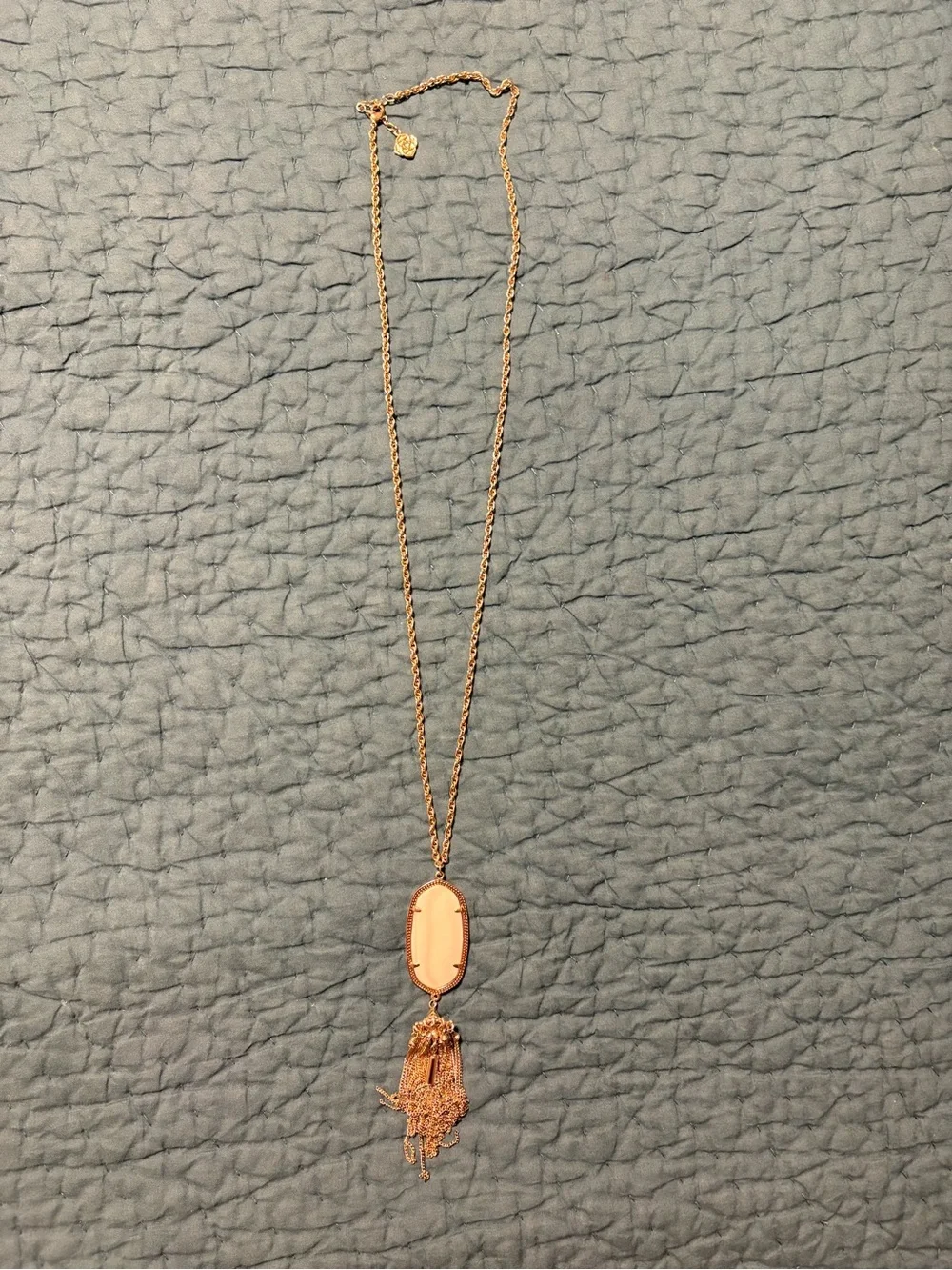 Kendra Scott White Stone Pendant Tassel Necklace